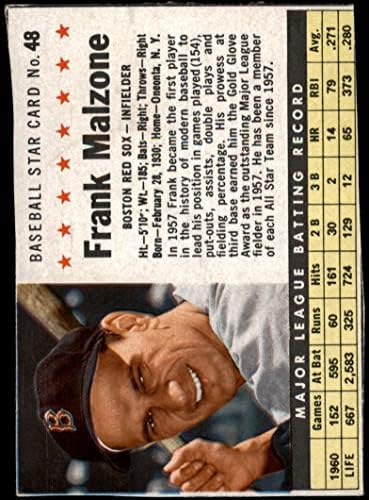 1961 דגני בוקר פוסט 48 Box Frank Malzone Boston Red Sox vg Red Sox