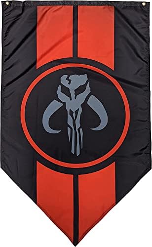 דגל מנדלוריאן של מלחמת הכוכבים-סמל מנדלוריאן עם פסים אדומים