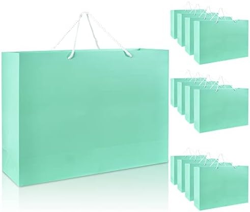 ביישידה 12 יחידות שקיות מתנה בצבע טורקיז גודל גדול 17 איקס 6 איקס 12 שקיות מתנה גדולות למתנות שקיות נייר עם ידיות שקיות