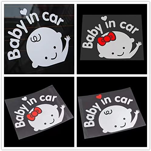 4 חבילות תינוק במכונית מדבקות כמו נשלף מדבקת שים לב לוח סימן לרכב בטיחות, חמוד תינוק חלון רכב מדבקה